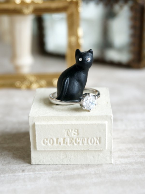 Neco リングスタンド シングル ネコ 黒猫 横座り 指輪置き 猫 ねこ キャット Cat ティーズコレクション T S Collection Nature Ave