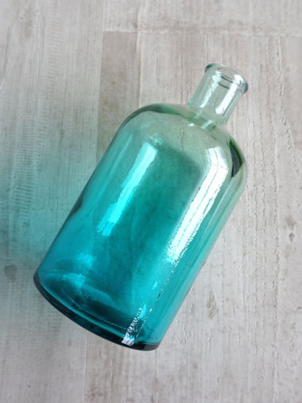 【VALENCIA RECYCLE GLASS 】DOCE SKYインテリア ガラス ボトルS グラデーション フラワーアレンジメント 花器 花瓶  BLUE スペイン製 アンティーク 100％ リサイクルガラス