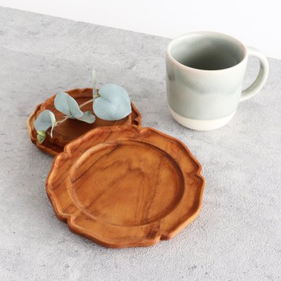 画像2: 【TEAK WOOD】チークトレイ Teak tray φ18.5ｃｍ チーク 木製 ウッドプレート