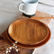 画像1: 【TEAK WOOD】チークトレイ Teak tray φ16.5ｃｍ チーク 木製 ウッドプレート (1)