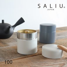 画像1: 【SALIU】茶缶 100 （灰白・薄墨）　 保存容器 240ml キャニスター 　江東堂高橋製作所　ブリキ (1)