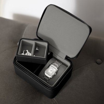 画像1: 【STACKERS】メンズ ウォッチ＆カフスボックス Watch＆Cufflink Box ブラック ペブル Black Pebbleスタッカーズ　イギリス　ロンドン