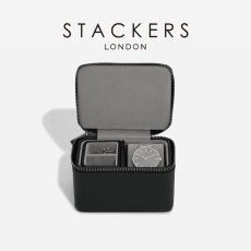 画像1: 【STACKERS】メンズ ウォッチ＆カフスボックス Watch＆Cufflink Box ブラック ペブル Black Pebbleスタッカーズ　イギリス　ロンドン (1)