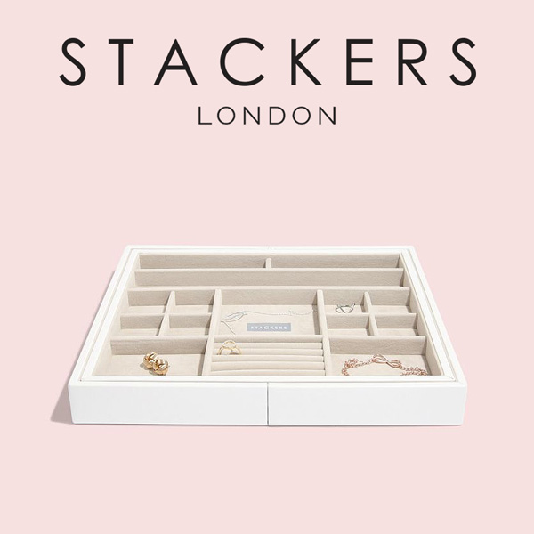 STACKERS】ジュエリーケース スライダー ホワイト Mサイズ/英国/スタッカーズ/格子/収納/ジュエリーケース/ジュエリートレイ /引き出し/アクセサリーケース/イギリス/ロンドン/ジュエリー/アクセサリー/ケース/ジュエリーボックス - Nature Ave.